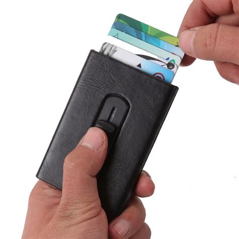 automatic pop-up rfid-blocking creative card holder|automatic credit card holder.